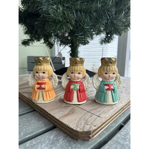 3 Vintage ARDCO Christmas Candle Holder Angel  Chalkware Angel  Japan 1960s